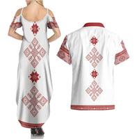 Latvia Jani Midsummer Couples Matching Summer Maxi Dress and Hawaiian Shirt Red White Latvijas Auseklis