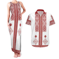 Latvia Jani Midsummer Couples Matching Tank Maxi Dress and Hawaiian Shirt Red White Latvijas Auseklis