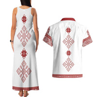 Latvia Jani Midsummer Couples Matching Tank Maxi Dress and Hawaiian Shirt Red White Latvijas Auseklis