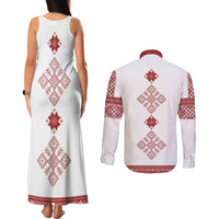 Latvia Jani Midsummer Couples Matching Tank Maxi Dress and Long Sleeve Button Shirt Red White Latvijas Auseklis