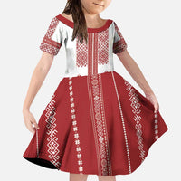 Latvia Jani Midsummer Family Matching Long Sleeve Bodycon Dress and Hawaiian Shirt Red White Latvijas Auseklis