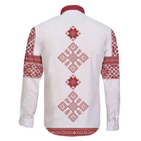 Latvia Jani Midsummer Family Matching Off Shoulder Short Dress and Hawaiian Shirt Red White Latvijas Auseklis