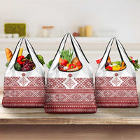 Latvia Jani Midsummer Grocery Bag Red White Latvijas Auseklis