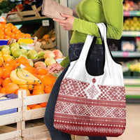 Latvia Jani Midsummer Grocery Bag Red White Latvijas Auseklis