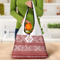 Latvia Jani Midsummer Grocery Bag Red White Latvijas Auseklis