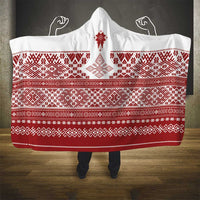 Latvia Jani Midsummer Hooded Blanket Red White Latvijas Auseklis