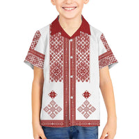 Latvia Jani Midsummer Kid Hawaiian Shirt Red White Latvijas Auseklis