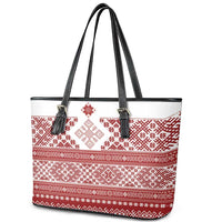 Latvia Jani Midsummer Leather Tote Bag Red White Latvijas Auseklis