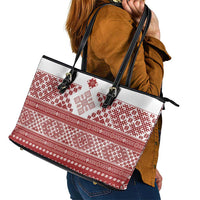 Latvia Jani Midsummer Leather Tote Bag Red White Latvijas Auseklis