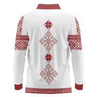 Latvia Jani Midsummer Long Sleeve Polo Shirt Red White Latvijas Auseklis