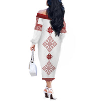 Latvia Jani Midsummer Off The Shoulder Long Sleeve Dress Red White Latvijas Auseklis