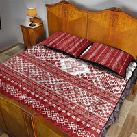 Latvia Jani Midsummer Quilt Bed Set Red White Latvijas Auseklis