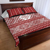 Latvia Jani Midsummer Quilt Bed Set Red White Latvijas Auseklis