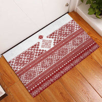 Latvia Jani Midsummer Rubber Doormat Red White Latvijas Auseklis