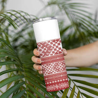 Latvia Jani Midsummer Skinny Tumbler Red White Latvijas Auseklis