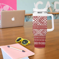 Latvia Jani Midsummer Tumbler With Handle Red White Latvijas Auseklis