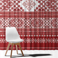Latvia Jani Midsummer Window Curtain Red White Latvijas Auseklis