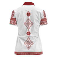 Latvia Jani Midsummer Women Polo Shirt Red White Latvijas Auseklis