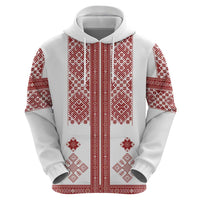 Latvia Jani Midsummer Zip Hoodie Red White Latvijas Auseklis