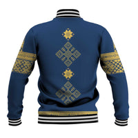 Latvia Jani Midsummer Baseball Jacket Blue Gold Latvijas Auseklis