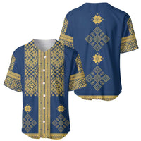 Latvia Jani Midsummer Baseball Jersey Blue Gold Latvijas Auseklis