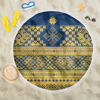Latvia Jani Midsummer Beach Blanket Blue Gold Latvijas Auseklis