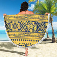 Latvia Jani Midsummer Beach Blanket Blue Gold Latvijas Auseklis