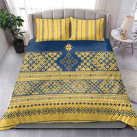 Latvia Jani Midsummer Bedding Set Blue Gold Latvijas Auseklis