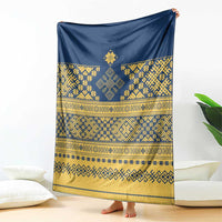 Latvia Jani Midsummer Blanket Blue Gold Latvijas Auseklis