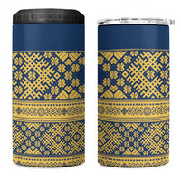 Latvia Jani Midsummer 4 in 1 Can Cooler Tumbler Blue Gold Latvijas Auseklis