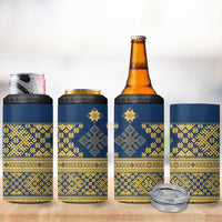 Latvia Jani Midsummer 4 in 1 Can Cooler Tumbler Blue Gold Latvijas Auseklis