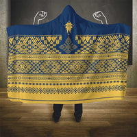 Latvia Jani Midsummer Hooded Blanket Blue Gold Latvijas Auseklis