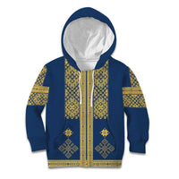 Latvia Jani Midsummer Kid Hoodie Blue Gold Latvijas Auseklis