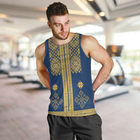 Latvia Jani Midsummer Men Tank Top Blue Gold Latvijas Auseklis