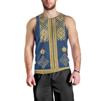Latvia Jani Midsummer Men Tank Top Blue Gold Latvijas Auseklis