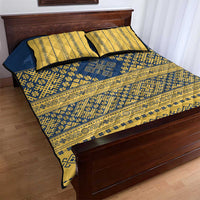 Latvia Jani Midsummer Quilt Bed Set Blue Gold Latvijas Auseklis