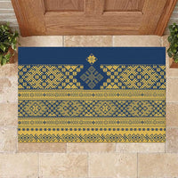 Latvia Jani Midsummer Rubber Doormat Blue Gold Latvijas Auseklis