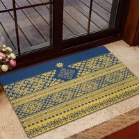 Latvia Jani Midsummer Rubber Doormat Blue Gold Latvijas Auseklis
