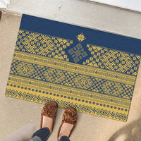 Latvia Jani Midsummer Rubber Doormat Blue Gold Latvijas Auseklis
