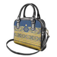 Latvia Jani Midsummer Shoulder Handbag Blue Gold Latvijas Auseklis