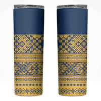 Latvia Jani Midsummer Skinny Tumbler Blue Gold Latvijas Auseklis