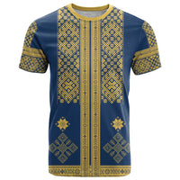 Latvia Jani Midsummer T Shirt Blue Gold Latvijas Auseklis