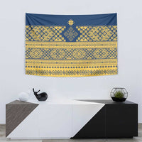 Latvia Jani Midsummer Tapestry Blue Gold Latvijas Auseklis