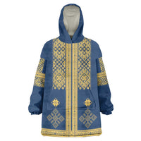 Latvia Jani Midsummer Wearable Blanket Hoodie Blue Gold Latvijas Auseklis