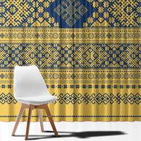Latvia Jani Midsummer Window Curtain Blue Gold Latvijas Auseklis