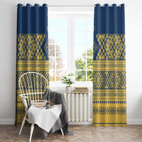 Latvia Jani Midsummer Window Curtain Blue Gold Latvijas Auseklis