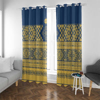 Latvia Jani Midsummer Window Curtain Blue Gold Latvijas Auseklis