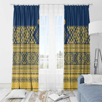 Latvia Jani Midsummer Window Curtain Blue Gold Latvijas Auseklis