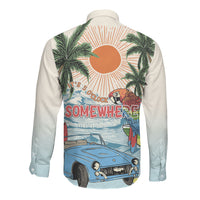 Summer Holiday It's 5 o'clock Somewhere Vintage Hawaii Long Sleeve Button Shirt