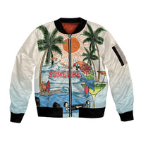 Summer Holiday It's 5 o'clock Somewhere Vintage Hawaii Sleeve Zip Bomber Jacket